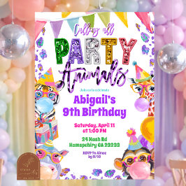Colorful Rainbow Sequin Glitter Safari Birthday Kaart