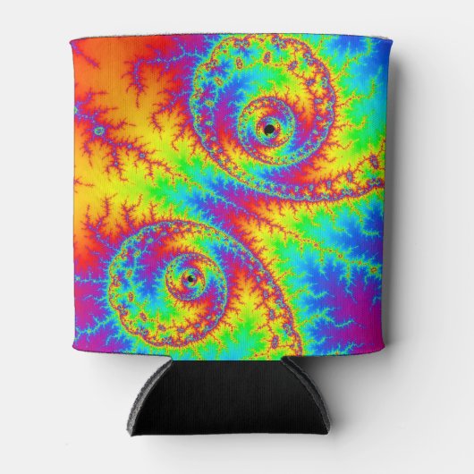 Colorful Rainbow Spiral Fractal Blikjeskoeler (Voorkant)