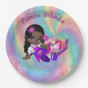 Colorful Rainbow Spirals Cutie Pie's Baby shower Papieren Bordje