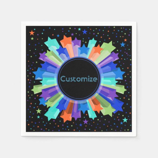 Colorful Rainbow Starburst Party Napkins Servet (Voorkant)