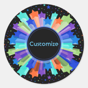 Colorful Rainbow Starburst Stickers