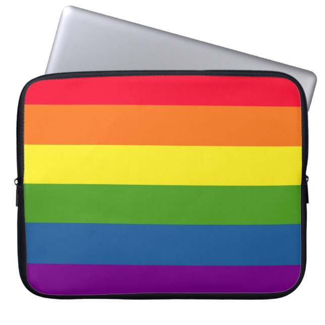Colorful Rainbow Stripes Celebration Laptop Sleeve (Voorkant)