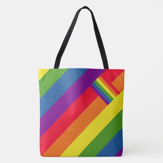 Colorful Rainbow Stripes Celebration with Flag Tote Bag (Voorkant)