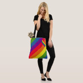 Colorful Rainbow Stripes Celebration with Flag Tote Bag (Op model)