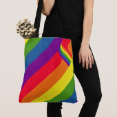 Colorful Rainbow Stripes Celebration with Flag Tote Bag (Dichtbij)