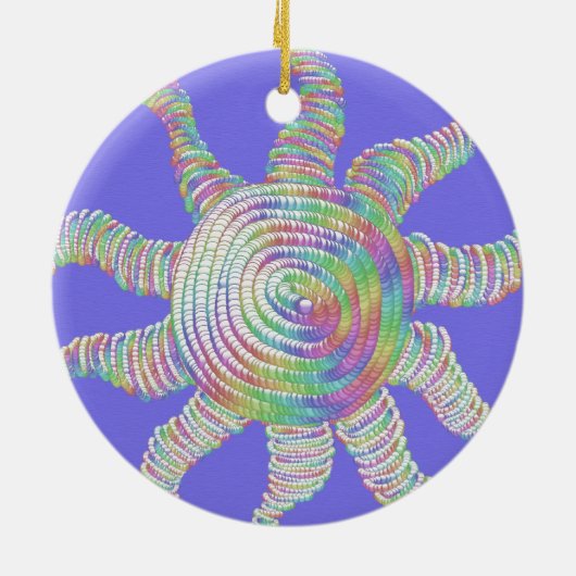 Colorful Rainbow Sun Keramisch Ornament (Achterkant)