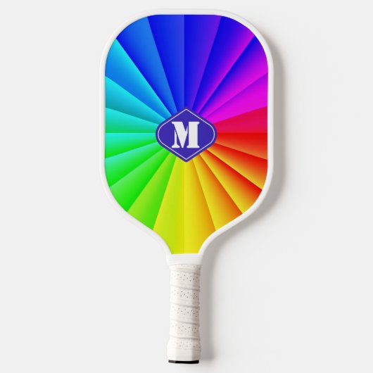 Colorful Rainbow Sun Modern Monogram Pickleball Paddle (Achterkant)