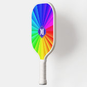 Colorful Rainbow Sun Modern Monogram Pickleball Paddle (Links)