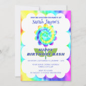 Colorful Rainbow Tie Dye Birthday Invitation Kaart (Voorkant)