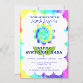 Colorful Rainbow Tie Dye Birthday Invitation Kaart (Voorkant)