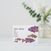 COLORFUL RAINBOW TROUT MONOGRAM, White Pearl Visitekaartje (Staand voorkant)