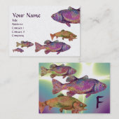 COLORFUL RAINBOW TROUT MONOGRAM, White Pearl Visitekaartje (Voorkant / Achterkant)