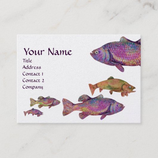 COLORFUL RAINBOW TROUT MONOGRAM, White Pearl Visitekaartje (Voorkant)