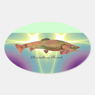 COLORFUL RAINBOW TROUW OVALE STICKER