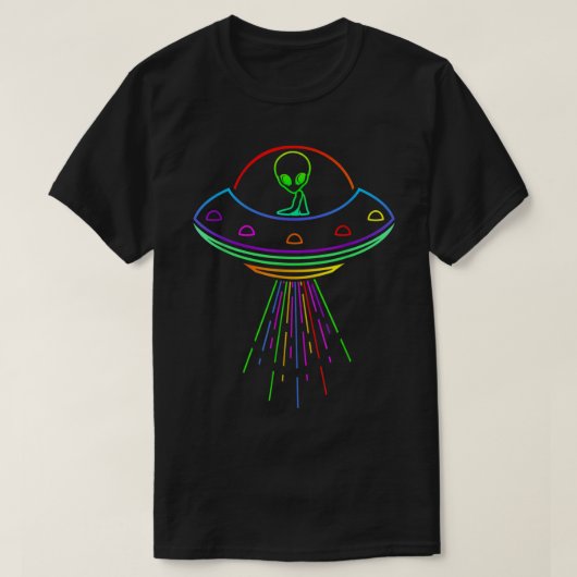 Colorful Rainbow UFO Alien Design T-shirt (Design voorkant)