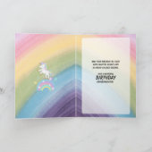 Colorful Rainbow Unicorn Birthday Kaart (Binnen)