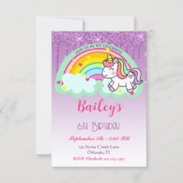 Colorful Rainbow Unicorn Birthday Kaart