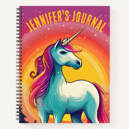 Colorful Rainbow Unicorn Journal Name Notitieboek