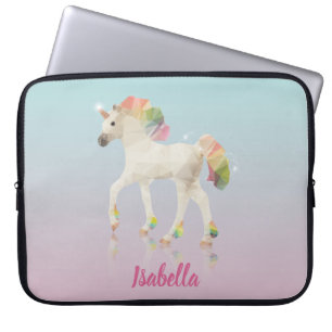 Colorful Rainbow Unicorn Poly Name - laptophoes Laptop Sleeve