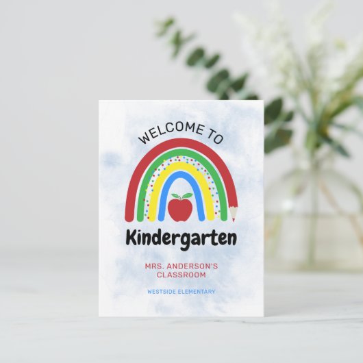 Colorful Rainbow Welkom bij Kindergarten Briefkaart (Staand voorkant)