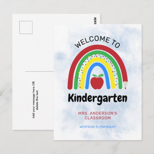 Colorful Rainbow Welkom bij Kindergarten Briefkaart (Voorkant / Achterkant)