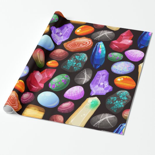 Colorful Realistic Rock en Crystal Pattern Cadeaupapier (Uitgerold)