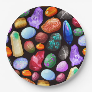 Colorful Realistic Rock en Crystal Pattern Papieren Bordje