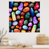 Colorful Realistic Rock en Crystal Pattern Poster (Keuken)