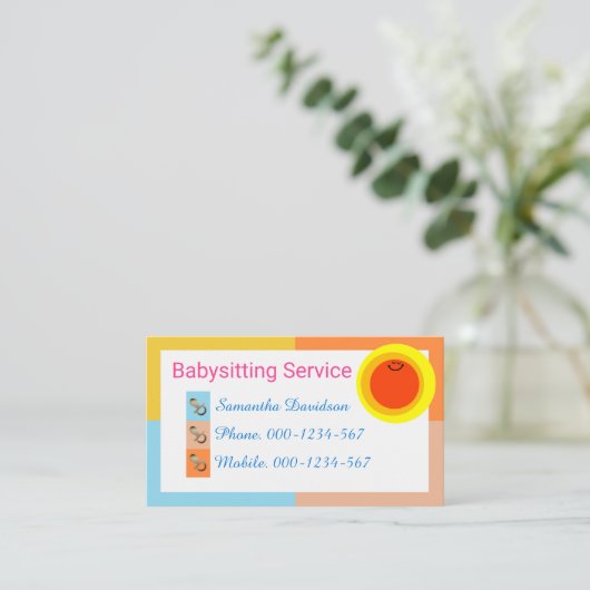 Colorful Rectangle Frame Smiling Sun Visitekaartje (Staand voorkant)