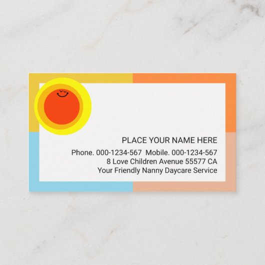 Colorful Rectangle Frame Smiling Sun Visitekaartje (Achterkant)