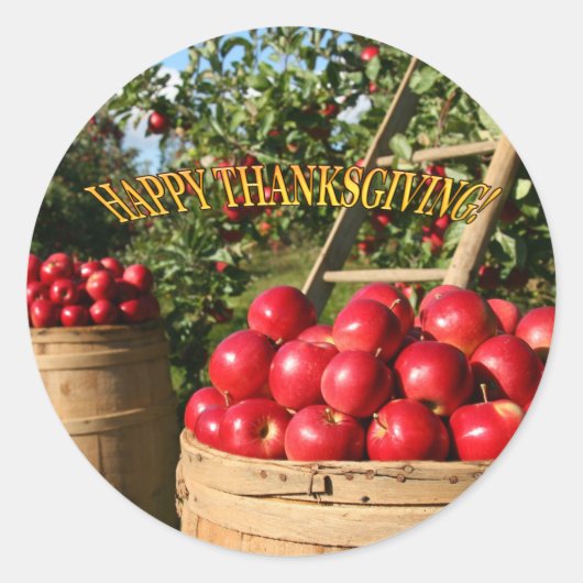 Colorful Red Apple Harvest Thanksgiving Ronde Sticker (Voorkant)