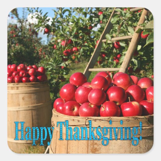 Colorful Red Apple Harvest Thanksgiving Vierkante Sticker (Voorkant)