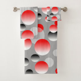 COLORFUL RED BLACK GRAY GEOMETRIC ABSTRACT PATROON BAD HANDDOEK
