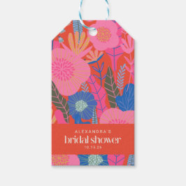 Colorful Red Boho Floral Custom Vrijgezellenfeest Cadeaulabel