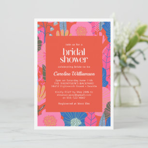 Colorful Red Boho Floral Stylish Vrijgezellenfeest Kaart