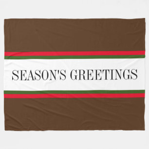 Colorful Red Brown Green White SEASON'S GREETINGS Fleece Deken