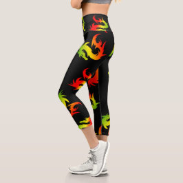 COLORFUL RED DRAGON PATTERN IN BLACK