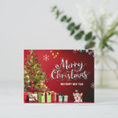 Colorful Red en Green Merry-kerstkaart Briefkaart (Staand voorkant)