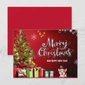 Colorful Red en Green Merry-kerstkaart Briefkaart (Voorkant / Achterkant)