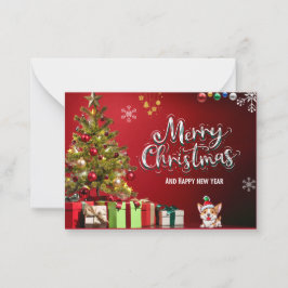 Colorful Red en Green Merry-kerstkaart Notitiekaartje