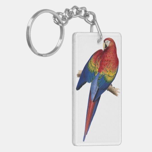Colorful Red en Yellow Macaw Sleutelhanger (Voorkant Links)