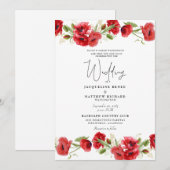 Colorful Red Floral II Weddenschap Kaart (Voorkant / Achterkant)