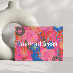 Colorful Red Floral We hebben New Home Moving Aankondiging