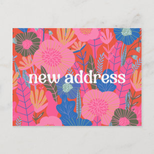 Colorful Red Floral We hebben New Home Moving Briefkaart