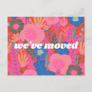 Colorful Red Floral We hebben New Home Moving Briefkaart