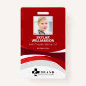 Colorful Red Fstromend Design Medical ID & Logo Badge (Voorkant)
