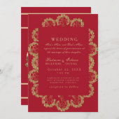 Colorful Red & Gold Indian Style Weddenschap Kaart (Voorkant / Achterkant)