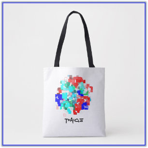 Colorful Red Green en Aqua Abstract Tote Bag