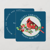 Colorful Red Kerstmis Cardinaal Square Holiday Feestdagenkaart (Voorkant / Achterkant)