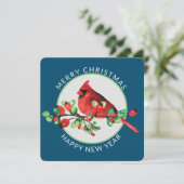 Colorful Red Kerstmis Cardinaal Square Holiday Feestdagenkaart (Staand voorkant)